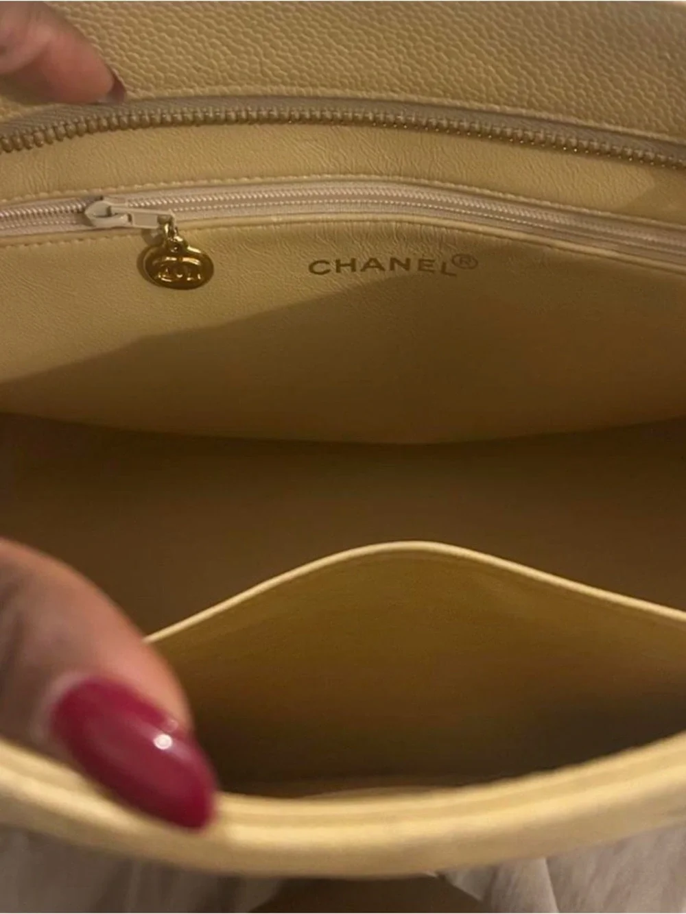 CHANEL Tan Quilted Leather Shopper Tote
